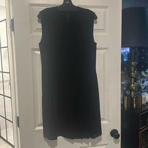 Theory black crepe dress with side pleats